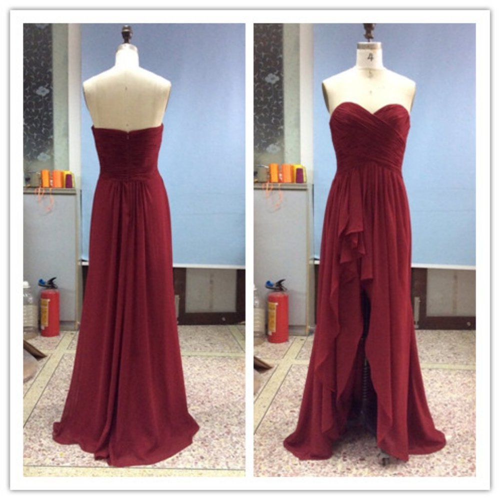 Darius Cordell - strapless chiffon prom dress with split